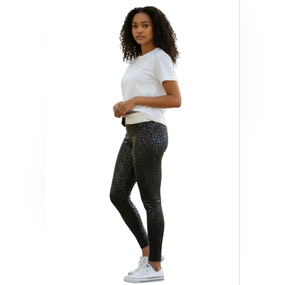 2FOR$30 - NWT Black High Waist Wide Waistband Leopard Print Leggings, 2XL